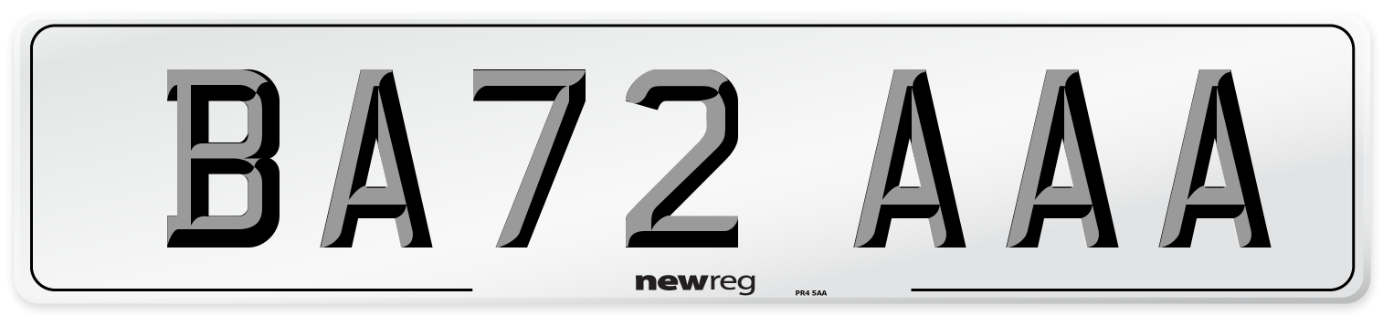 BA72 AAA Number Plate from New Reg